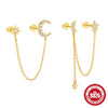 Wholesale S925 Sterling Silver Geometric Star Moon Asymmetric Tassel Earrings For Women With Electroplating Design