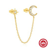 Wholesale S925 Sterling Silver Geometric Star Moon Asymmetric Tassel Earrings For Women With Electroplating Design