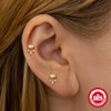 Wholesale S925 Sterling Silver Geometric Star Moon Flower Crown Smooth Tassel Flat Head Thread Piercing Ear Bone Nail Set With Gems