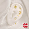 Wholesale S925 Sterling Silver Geometric Star Moon Flower Crown Smooth Tassel Flat Head Thread Piercing Ear Bone Nail Set With Gems