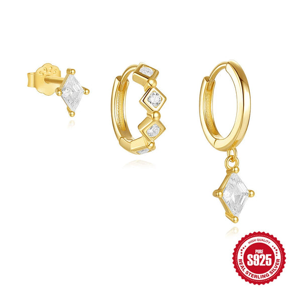 Wholesale S925 Sterling Silver Geometric Star Moon Pendant Earrings For Women With Electroplating