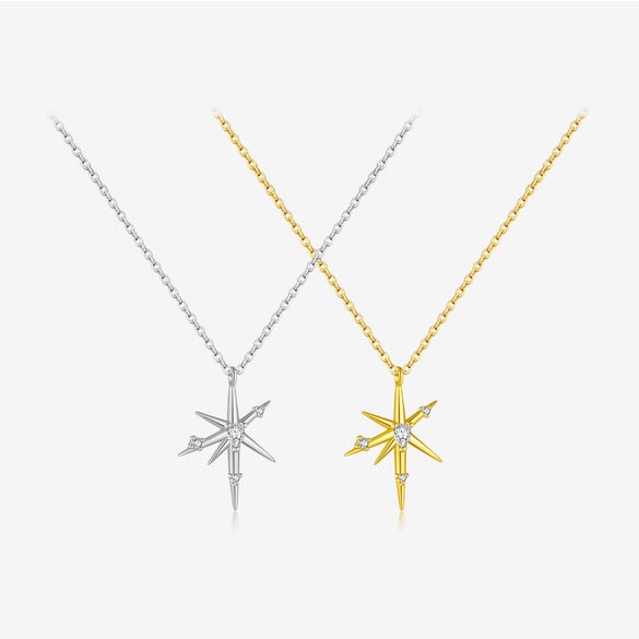 Wholesale S925 Sterling Silver Geometric Star Necklace For Women Light Luxury Design Electroplated
