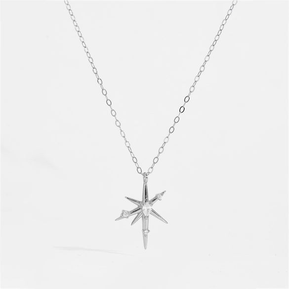 Wholesale S925 Sterling Silver Geometric Star Necklace For Women Light Luxury Design Electroplated