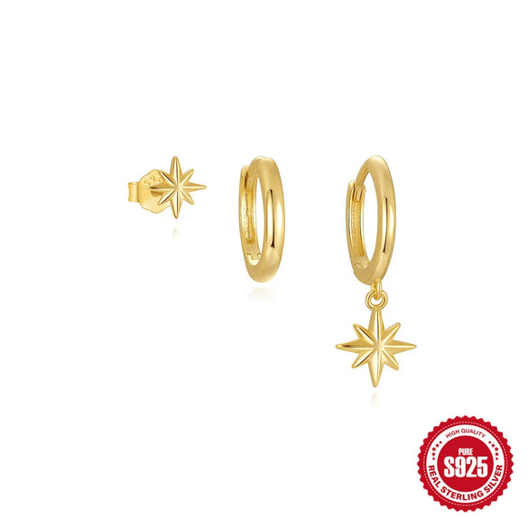 Wholesale S925 Sterling Silver Geometric Star Opal Earrings With Electroplating For Women