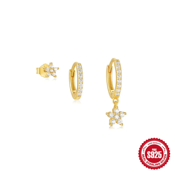 Wholesale S925 Sterling Silver Geometric Star Opal Earrings With Electroplating For Women