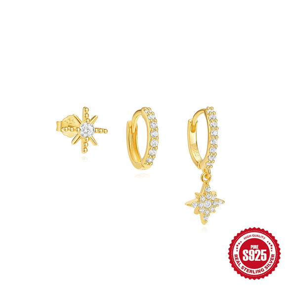 Wholesale S925 Sterling Silver Geometric Star Opal Earrings With Electroplating For Women