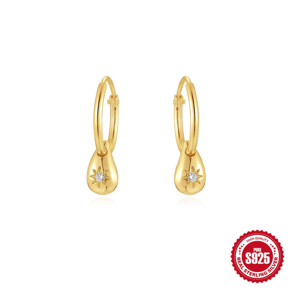 Wholesale S925 Sterling Silver Geometric Star Pendant Earrings With Electroplating For Women Simple Cold Style