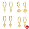 Wholesale S925 Sterling Silver Geometric Stars Blue Opal Diamond Earrings For Women