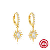 Wholesale S925 Sterling Silver Geometric Stars Blue Opal Diamond Earrings For Women