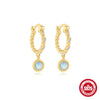 Wholesale S925 Sterling Silver Geometric Stars Blue Opal Diamond Earrings For Women