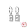 Wholesale S925 Sterling Silver Geometric Stars Square Pendant Earrings With Electroplating And Diamond Encrusted Design