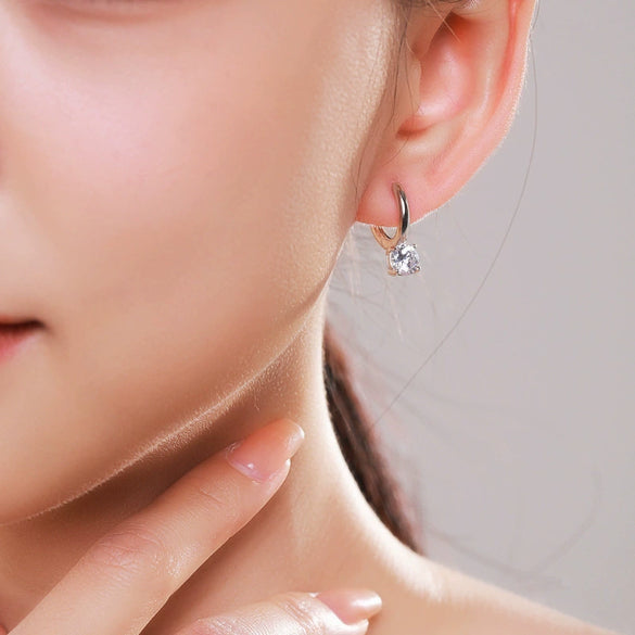 Wholesale S925 Sterling Silver Geometric Style Diamond Earrings For Women