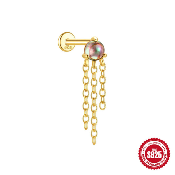 Wholesale S925 Sterling Silver Geometric Style Ear Jewelry With Environmentally Friendly Electroplating And Rainbow Stone