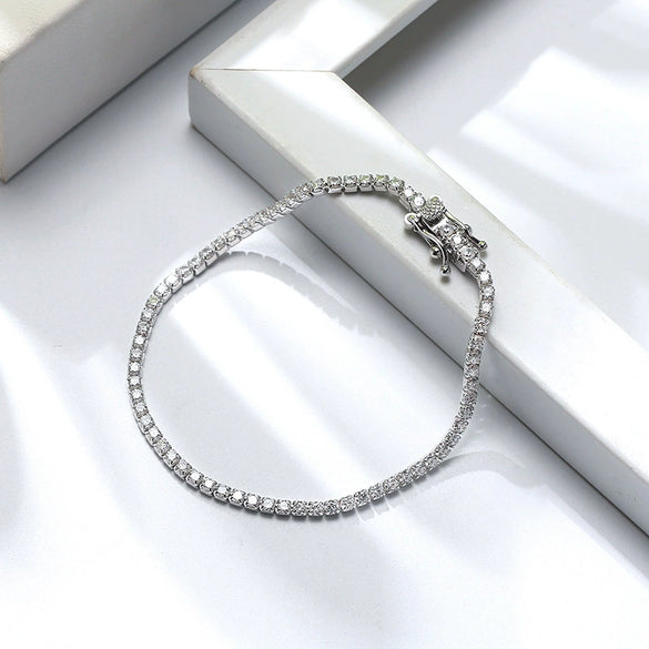 Wholesale S925 Sterling Silver Geometric Style Electroplated Tennis Bracelet