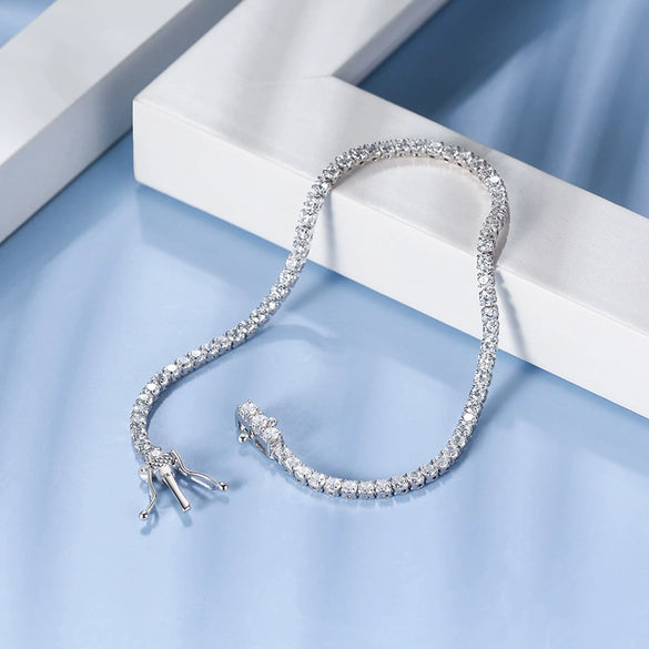 Wholesale S925 Sterling Silver Geometric Style Electroplated Tennis Bracelet