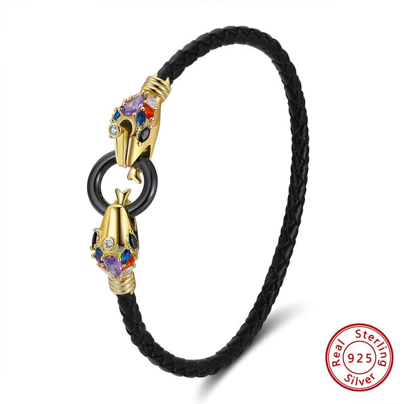 Wholesale S925 Sterling Silver Geometric Style Electroplated Women's Bracelet With Colorful Zircon