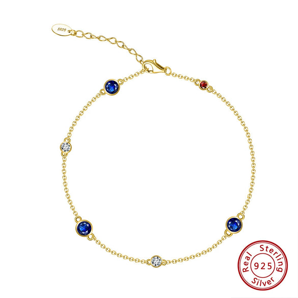 Wholesale S925 Sterling Silver Geometric Style Electroplated Women's Bracelet With Colorful Zircon