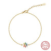 Wholesale S925 Sterling Silver Geometric Style Electroplated Women's Bracelet With Colorful Zircon