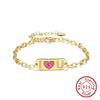 Wholesale S925 Sterling Silver Geometric Style Electroplated Women's Bracelet With Colorful Zircon