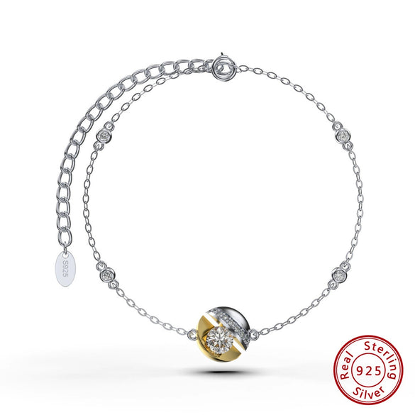 Wholesale S925 Sterling Silver Geometric Style Electroplated Women's Bracelet With Colorful Zircon