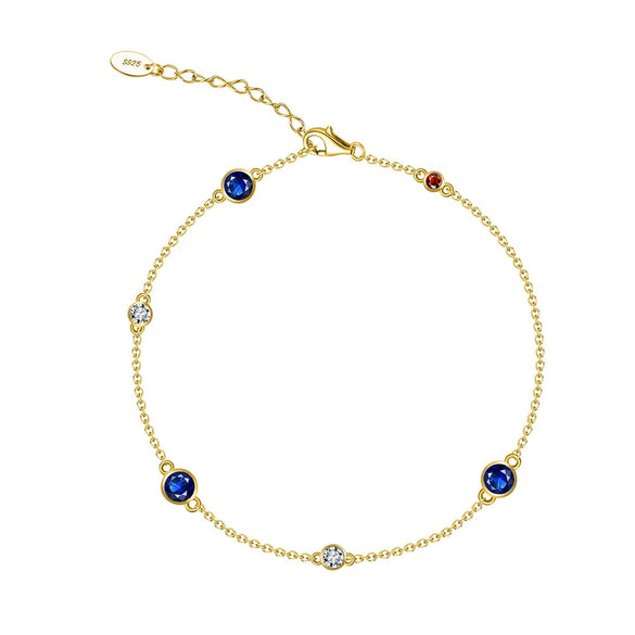 Wholesale S925 Sterling Silver Geometric Style Electroplated Women's Bracelet With Colorful Zircon