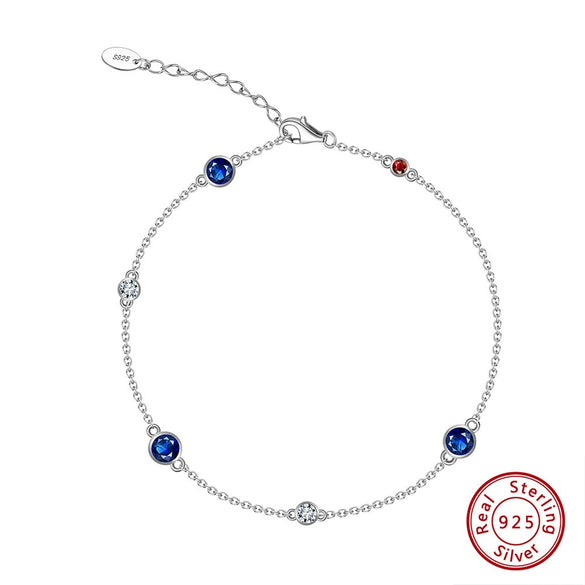 Wholesale S925 Sterling Silver Geometric Style Electroplated Women's Bracelet With Colorful Zircon