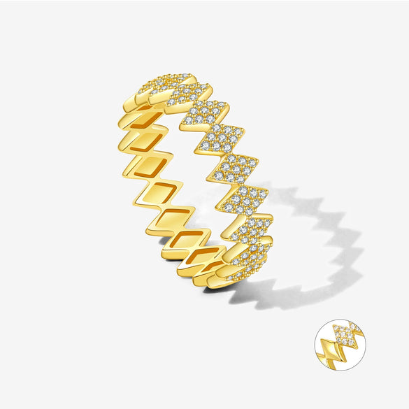 Wholesale S925 Sterling Silver Geometric Style Finger Ring Jewelry With 18K Gold And Platinum Electroplating