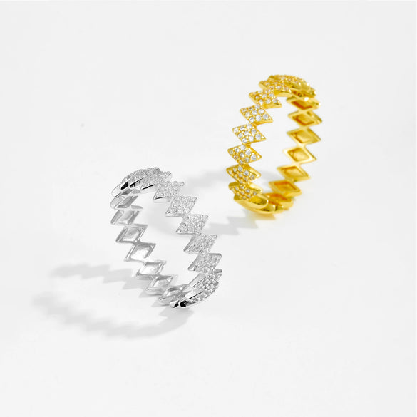 Wholesale S925 Sterling Silver Geometric Style Finger Ring Jewelry With 18K Gold And Platinum Electroplating