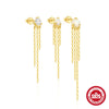 Wholesale S925 Sterling Silver Geometric Tassel Chain Earrings Set With Electroplating For Women