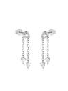 Wholesale S925 Sterling Silver Geometric Tassel Chain Rear Hanging Earrings For Women With Single Diamond Simple Cold Style