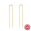 Wholesale S925 Sterling Silver Geometric Tassel Chain Rear Hanging Earrings For Women With Single Diamond Simple Cold Style