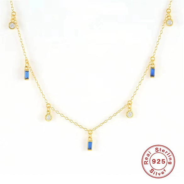 Wholesale S925 Sterling Silver Geometric Tassel Necklace With Inlay And O Chain For Women