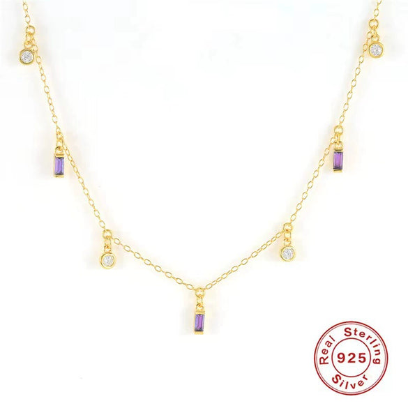 Wholesale S925 Sterling Silver Geometric Tassel Necklace With Inlay And O Chain For Women