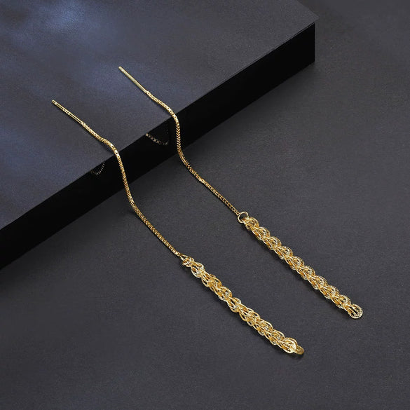 Wholesale S925 Sterling Silver Geometric Tassel Pendant Earrings Electroplated Factory Jewelry