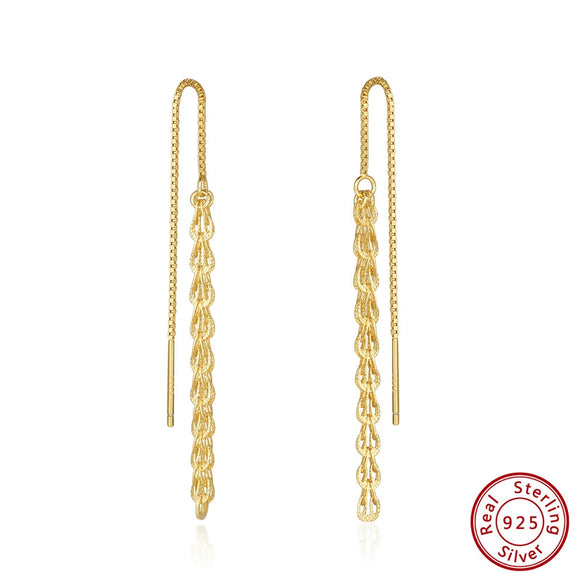 Wholesale S925 Sterling Silver Geometric Tassel Pendant Earrings Electroplated Factory Jewelry