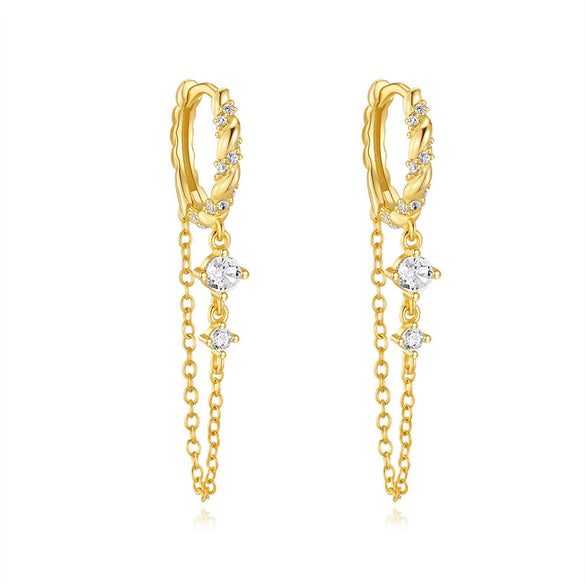 Wholesale S925 Sterling Silver Geometric Tassel Twist Electroplated Minimalist Women's Earrings