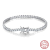 Wholesale S925 Sterling Silver Geometric Tennis Chain Bracelet Electroplated Hiphop Square Unisex Women