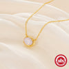 Wholesale S925 Sterling Silver Geometric Texture Powder Opal Necklace With Electroplating For Women