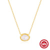 Wholesale S925 Sterling Silver Geometric Texture Powder Opal Necklace With Electroplating For Women