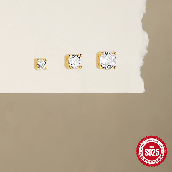 Wholesale S925 Sterling Silver Geometric Thread Piercing Earrings With Zircon And Environmentally Friendly Plating