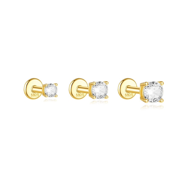 Wholesale S925 Sterling Silver Geometric Thread Piercing Earrings With Zircon And Environmentally Friendly Plating