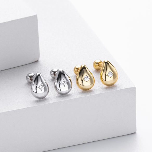 Wholesale S925 Sterling Silver Geometric Threaded Earrings Electroplated For Women