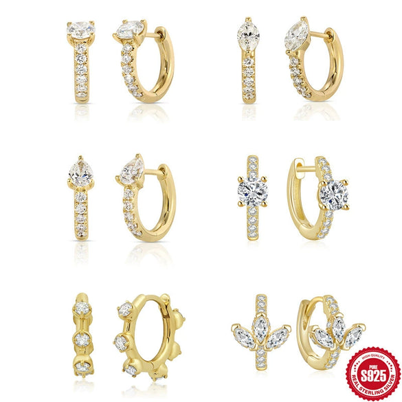 Wholesale S925 Sterling Silver Geometric Three Petal Flower Horse Eye Diamond Earrings With Electroplating For Women