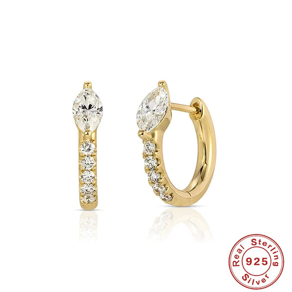 Wholesale S925 Sterling Silver Geometric Three Petal Flower Horse Eye Diamond Earrings With Electroplating For Women