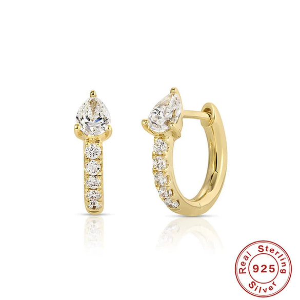 Wholesale S925 Sterling Silver Geometric Three Petal Flower Horse Eye Diamond Earrings With Electroplating For Women