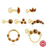 Wholesale S925 Sterling Silver Geometric Tiger Eye Stone Classic Horse Eye Crown Diamond Piercing Earrings With Zirconia