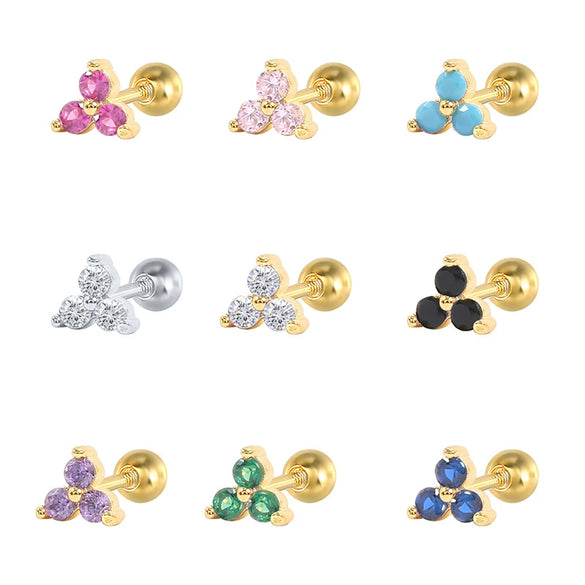Wholesale S925 Sterling Silver Geometric Triangle Piercing Thread Earrings For Women With Environmental Protection Electroplating