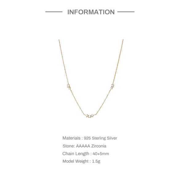 Wholesale S925 Sterling Silver Geometric Triple Diamond Stacked Ochain Clavicle Necklace With Electroplating For Women