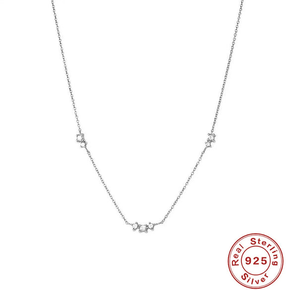 Wholesale S925 Sterling Silver Geometric Triple Diamond Stacked Ochain Clavicle Necklace With Electroplating For Women