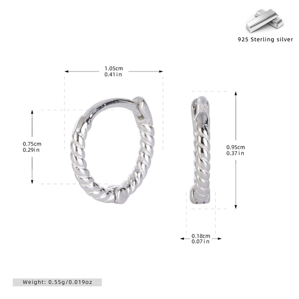 Wholesale S925 Sterling Silver Geometric Twist Circle Electroplated Women's Earrings